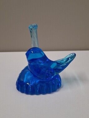 Vintage Bluebird of Happiness Art Glass Bud Vase Signed Leo Ward Terra Studios